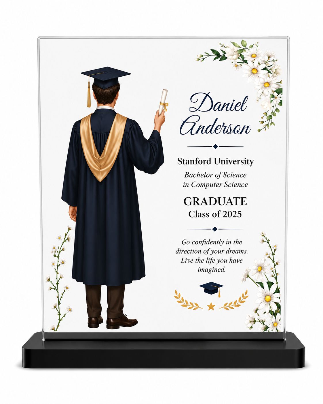Customized Male 2D Acrylic Graduation Plaque with Base